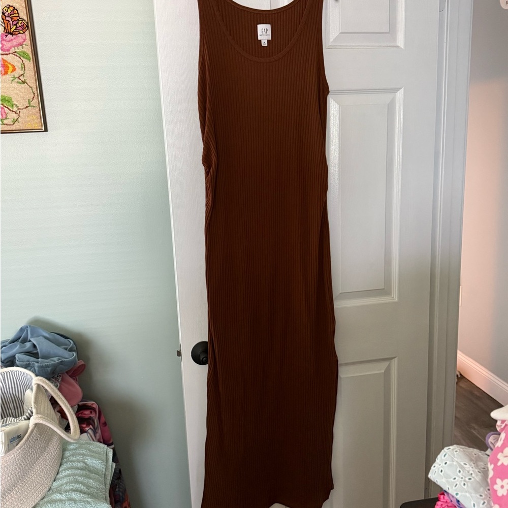 GAP Maternity Brown Sleeveless Sheath Maxi Dress